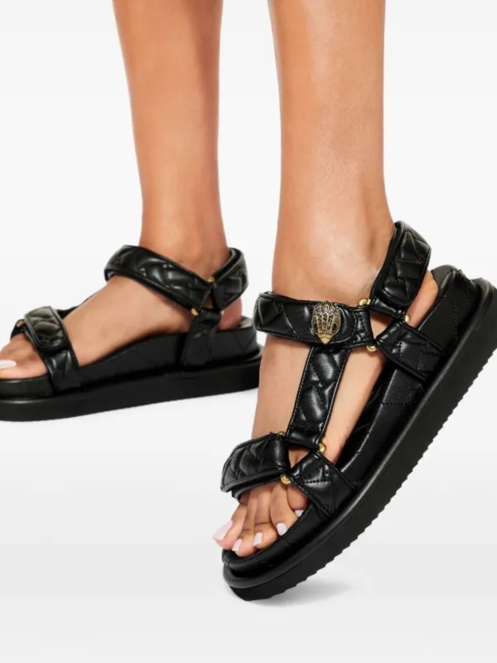 Kurt Geiger London, Orson Leather Quilted Platform Slingback Velcro Dad Sandals